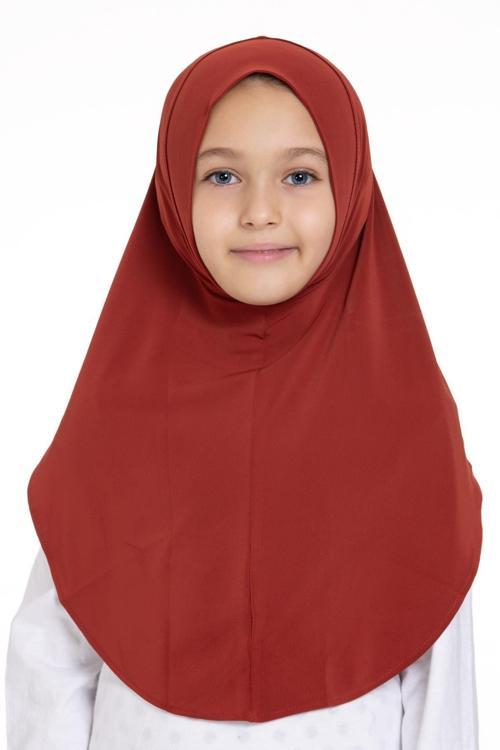 Kiremit Pratik Hazır Geçmeli Genç Tesettür Bone Sandy Kumaş Düz Hijab 2312_05