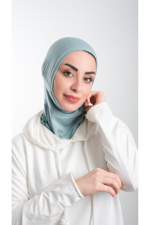 Çağla Yeşili Pratik Hazır Geçmeli Tesettür Bone Sandy Kumaş Spor Hijab 2113_32