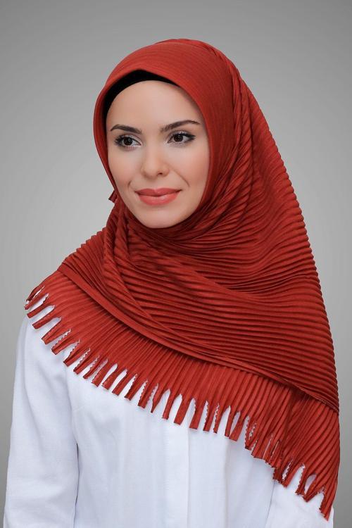 Kiremit Pratik Hazır Geçmeli Tesettür Eşarp Kesik Elyaf Piliseli Saçaklı Lazer Kesim 1818_05