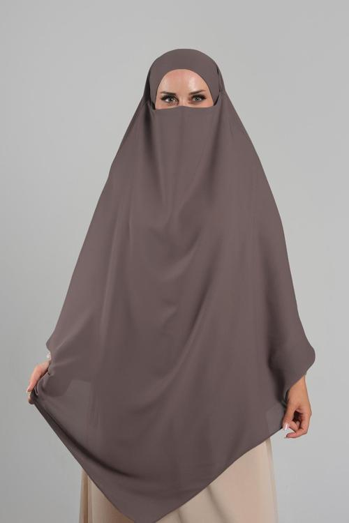 Koyu Vizon Pratik Hazır Geçmeli Tesettür Eşarp Krep Bağcıklı Çift Katlı Sufle Hijab 2314_38