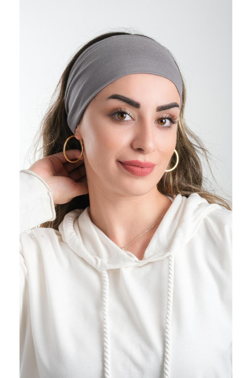 Gri Bandana Saç Bandı Viskon Düz 3012_15