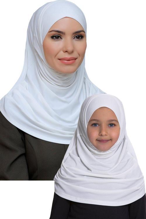 Krem Pratik Anne Kız Kombin Tesettür Eşarp Sandy Kendinden Boneli 129078_40