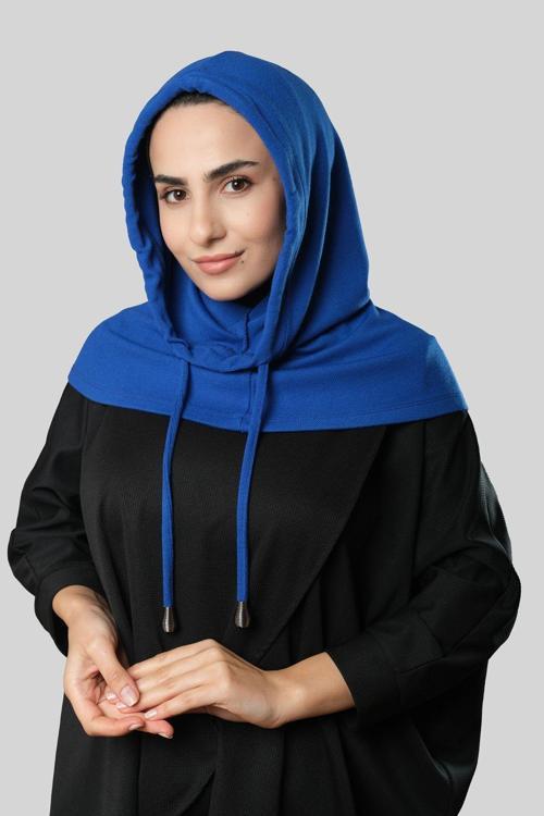 Saks Mavisi Bağcıklı Salaş Balaklava Boyunluklu Bere Triko Düz 2326_24