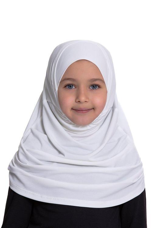 Krem Pratik Hazır Geçmeli Çocuk Tesettür Bone Sandy Kumaş Kendinden Boneli 78_40