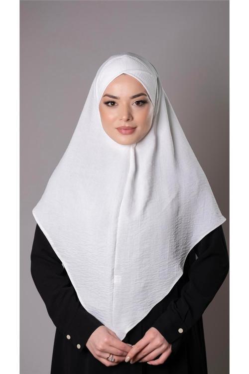 Krem Pratik Hazır Geçmeli Tesettür Eşarp Aerobin Kumaş Çapraz Hijab 2307_40