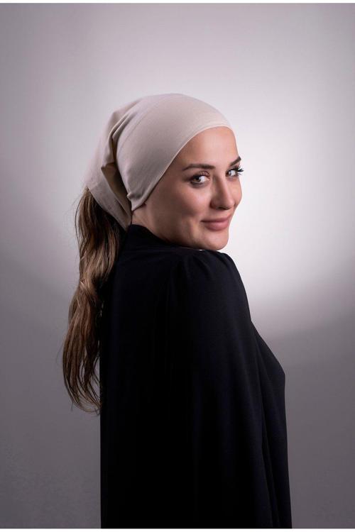 Bej Pratik Hazır Geçmeli Iç Bone Viskon Kumaş Dikişsiz Boru Bone 3006_12