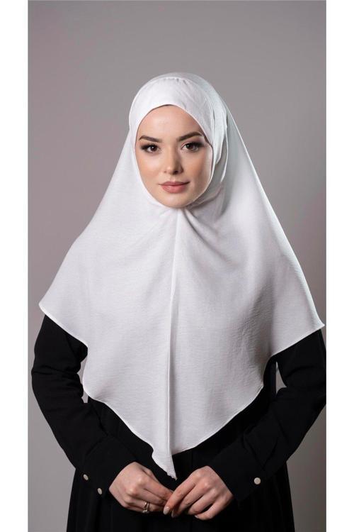 Krem Pratik Hazır Geçmeli Tesettür Eşarp Pamuk Caz Kumaş Düz Hijab 2306_40