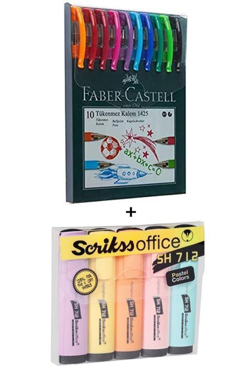 Faber-Castell Faber 1425 Tükenmez Kalem Seti Scrikss Pastel Fosforlu Seti F.K