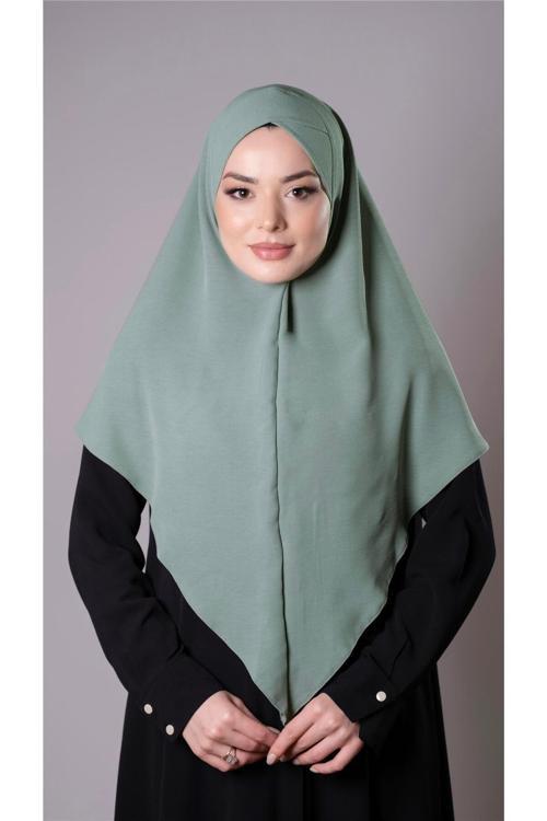 Çağla Yeşili Pratik Hazır Geçmeli Tesettür Eşarp Aerobin Kumaş Çapraz Hijab 2307_32