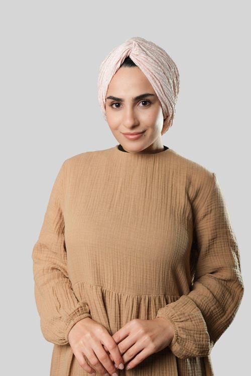 Somon Çapraz Büzgülü Piliseli Tesettür Bone Fukuro Kendinden Desenli 2316_39