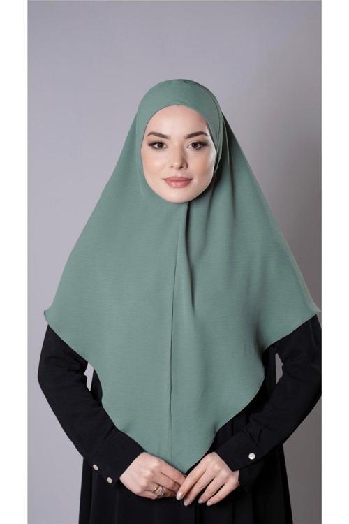 Çağla Yeşili Pratik Hazır Geçmeli Tesettür Eşarp Aerobin Kumaş Düz Hijab 2309_32