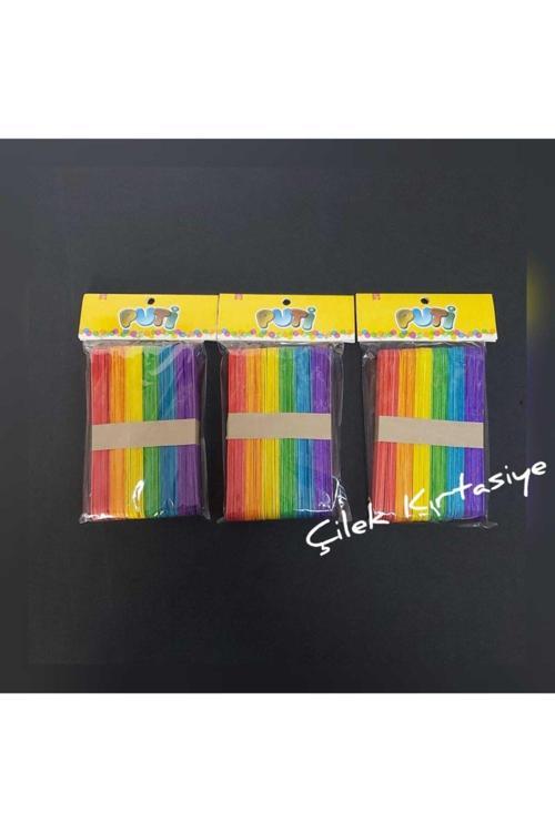 Dil Çubuğu Renkli Kalın 50 Li 3 Paket