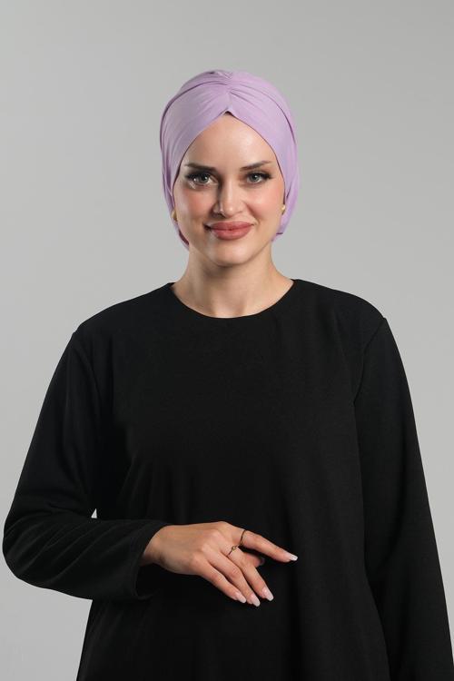 Lila Pratik Hazır Geçmeli Tesettür Bone Sandy Büzgülü Salaş 2119_28