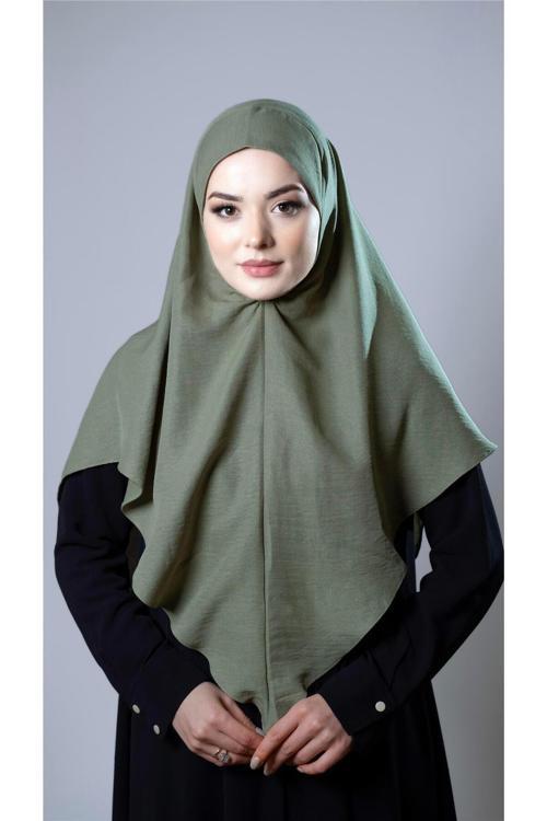 Fıstık Yeşili Pratik Hazır Geçmeli Tesettür Eşarp Pamuk Caz Kumaş Düz Hijab 2306_36