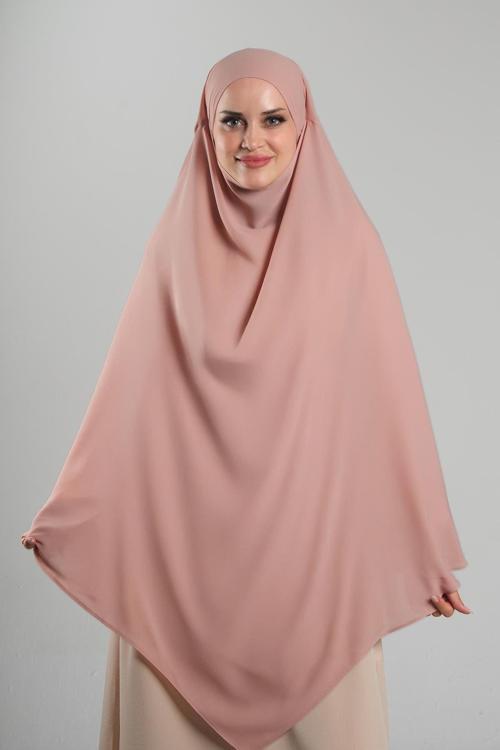 Somon Pratik Hazır Geçmeli Tesettür Eşarp Krep Bağcıklı Çift Katlı Sufle Hijab 2314_35