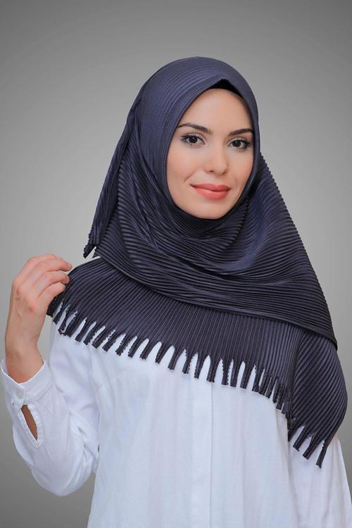 Füme Pratik Hazır Geçmeli Tesettür Eşarp Kesik Elyaf Piliseli Saçaklı Lazer Kesim 1818_25