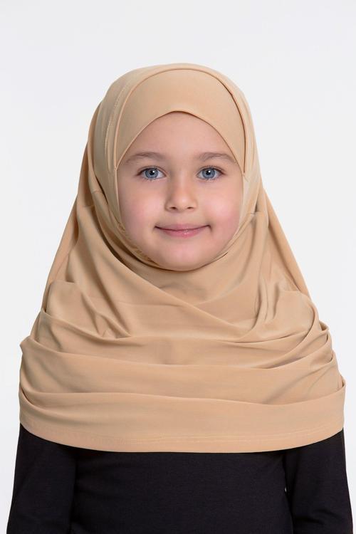 Sütlü Kahve Pratik Hazır Geçmeli Çocuk Tesettür Bone Sandy Kumaş Kendinden Boneli 78_26