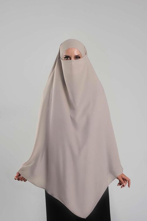 Sütlü Kahve Pratik Hazır Geçmeli Tesettür Eşarp Krep Bağcıklı Sufle Hijab 2313_26