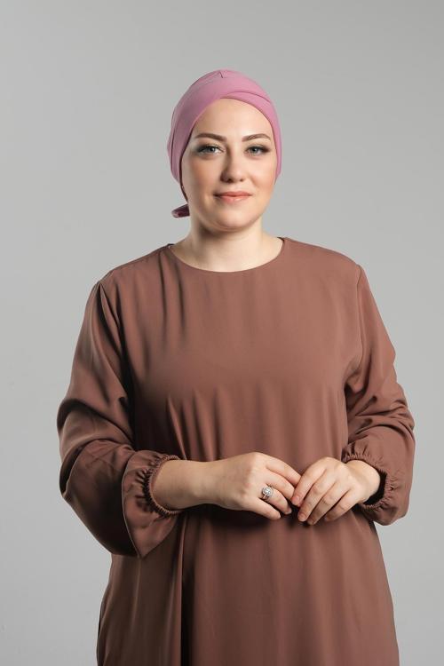 Gül Kurusu Pratik Hazır Geçmeli Fiyonklu Bone Sandy Çift Taraflı Çapraz 3007B_18