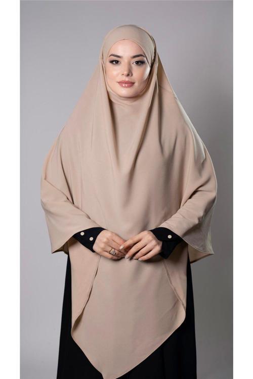 Sütlü Kahve Pratik Hazır Geçmeli Tesettür Eşarp Medine İpeği Bağcıklı Sufle Hijab 2301_26