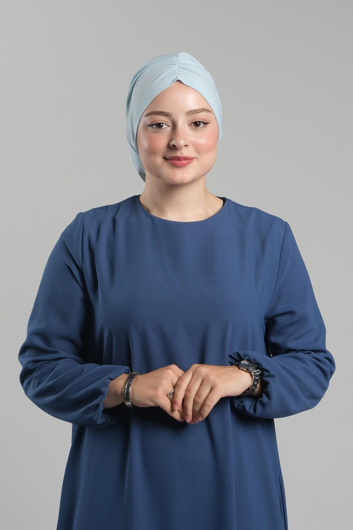 Bebe Mavisi Pratik Hazır Geçmeli Tesettür Bone Sandy Büzgülü Salaş 2119_11