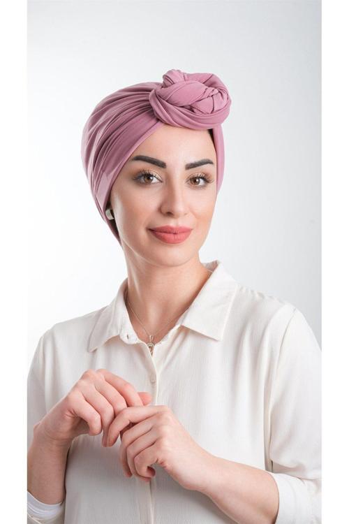 Gül Kurusu Pratik Hazır Geçmeli Tesettür Bone Kesik Elyaf Sade 2111_18