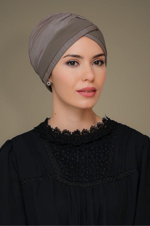 Vizon Pratik Hazır Geçmeli Tesettür Bone Fukuro Piliseli Tek Bantlı Çapraz Büzgülü 1821_10