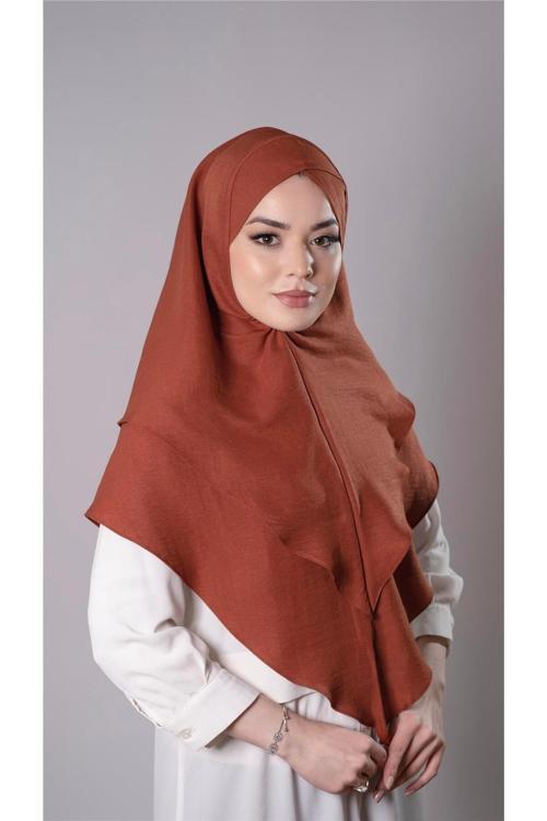 Taba Pratik Hazır Geçmeli Tesettür Eşarp Pamuk Caz Kumaş Çift Katlı Çapraz Hijab 2304_33