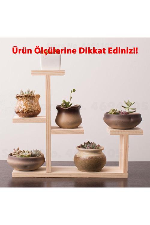 Ahşap Masaüstü Pencere Önü Rafı / Skulent Kaktüs Saksı Rafı/ Ahşap Çiçeklik/ Saksı Standı