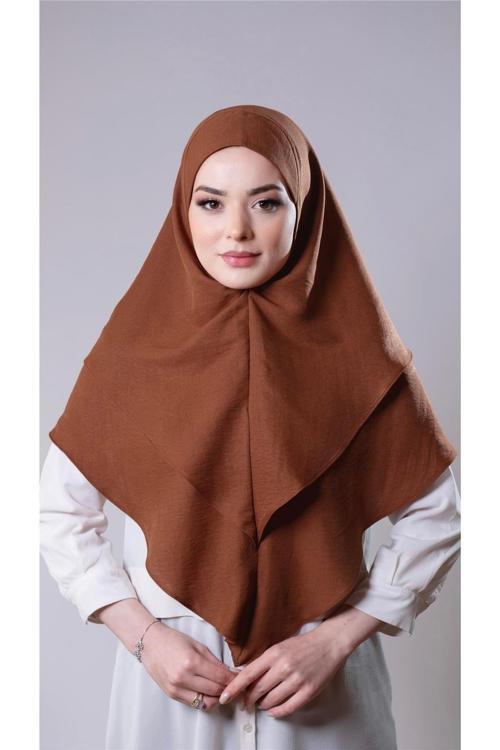 Taba Pratik Hazır Geçmeli Tesettür Eşarp Pamuk Caz Kumaş Çift Katlı Düz Hijab 2303_33