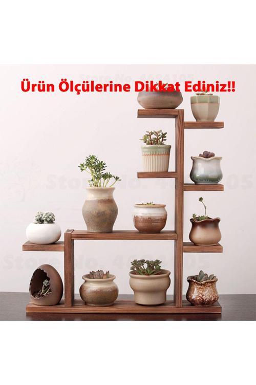 Ahşap Masaüstü Pencere Önü Rafı / Skulent, Kaktüs Saksı Rafı/ Ahşap Çiçeklik/ Saksı Standı