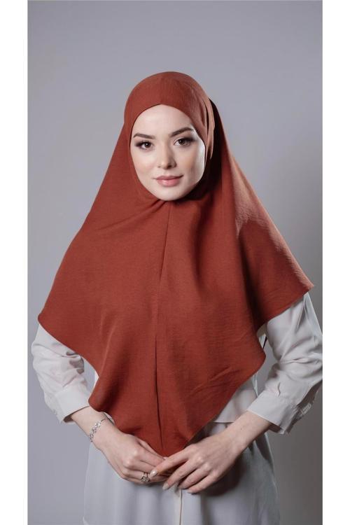 Taba Pratik Hazır Geçmeli Tesettür Eşarp Pamuk Caz Kumaş Düz Hijab 2306_33