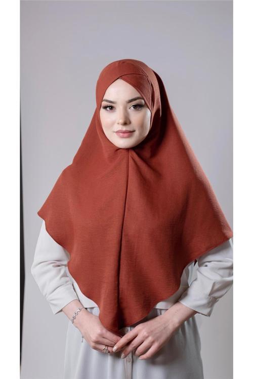 Taba Pratik Hazır Geçmeli Tesettür Eşarp Pamuk Caz Kumaş Tek Katlı Çapraz Hijab 2305_33