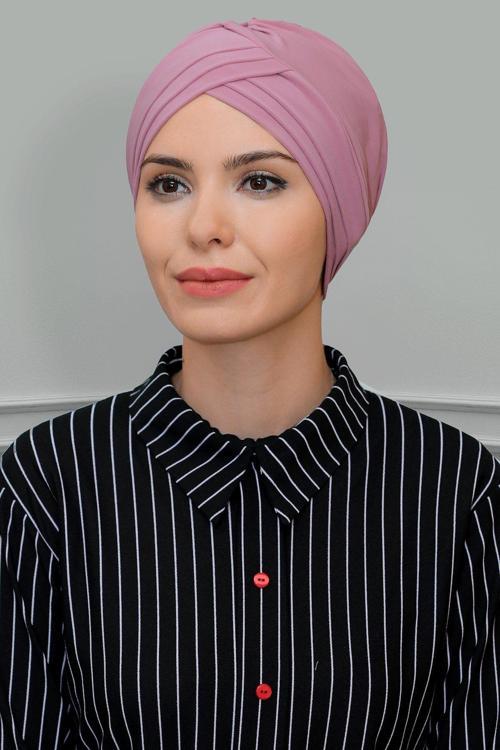 Gül Kurusu Pratik Hazır Geçmeli Tesettür Bone Sandy Kumaş Üç Çapraz 1803_18