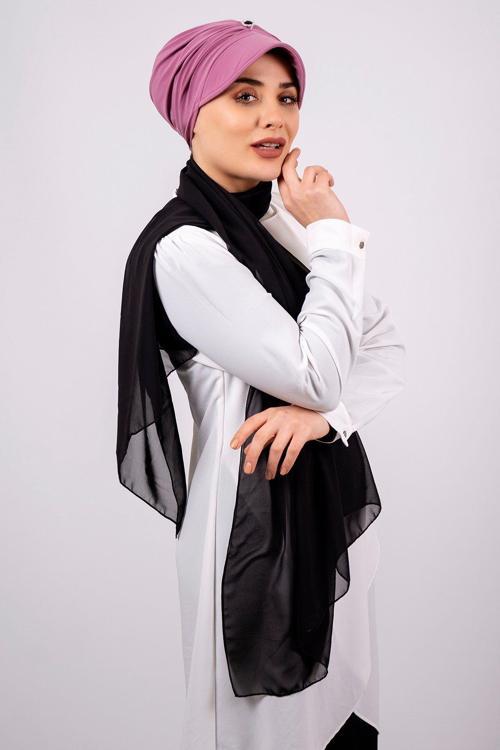 Gül Kurusu Pratik Hazır Geçmeli Tesettür Bone Viskon Kumaş Şapkalı Aksesuarlı 2104_18