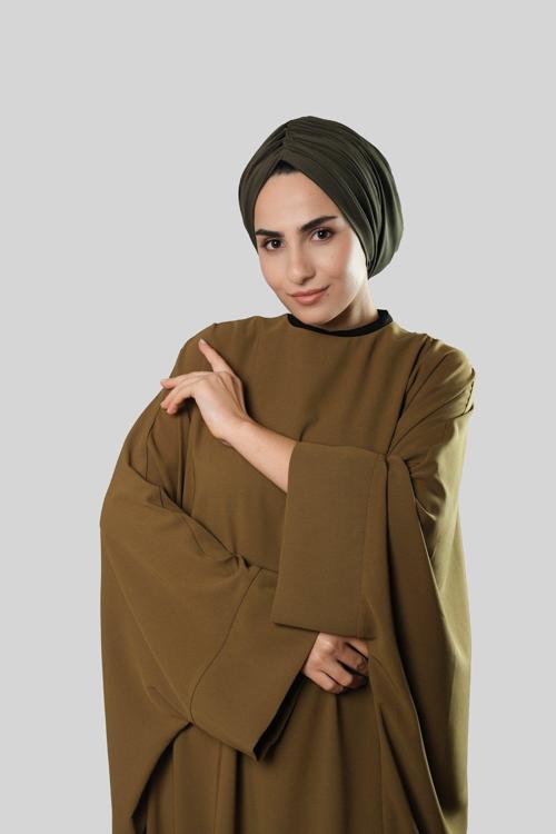 Haki Drapeli Salaş Tesettür Bone Sandy Büzgülü 2315_09