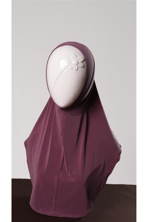 Violet Pratik Hazır Geçmeli Genç Tesettür Bone Sandy Kumaş Düz Hijab 2312_21