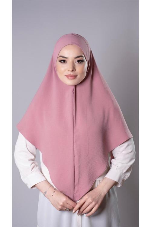 Gül Kurusu Pratik Hazır Geçmeli Tesettür Eşarp Aerobin Kumaş Düz Hijab 2309_18