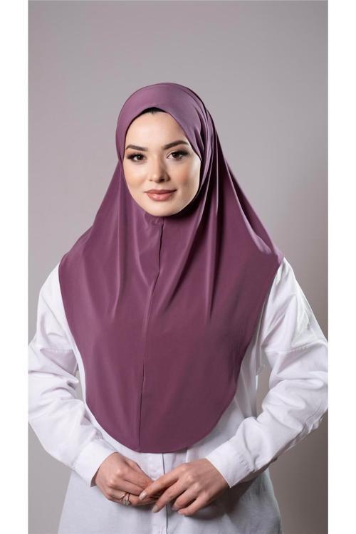 Violet Pratik Hazır Geçmeli Tesettür Eşarp Sandy Kumaş Düz Hijab 2308_21
