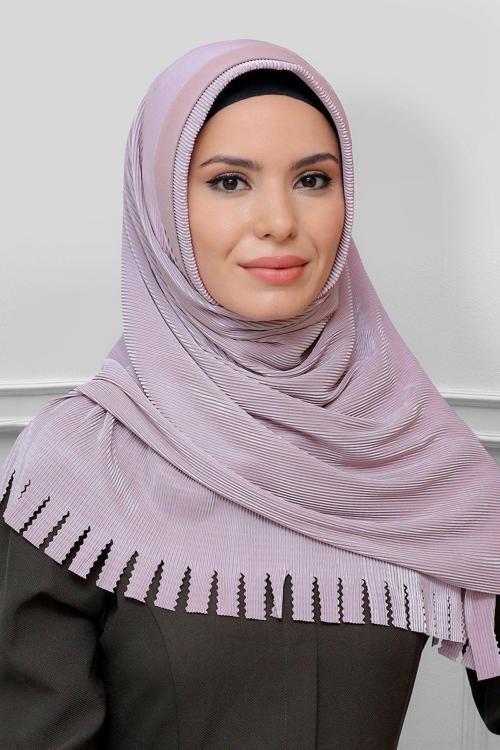 Gül Kurusu Pratik Hazır Geçmeli Tesettür Eşarp Fukuro Piliseli Saçaklı Lazer Kesim 1820_18