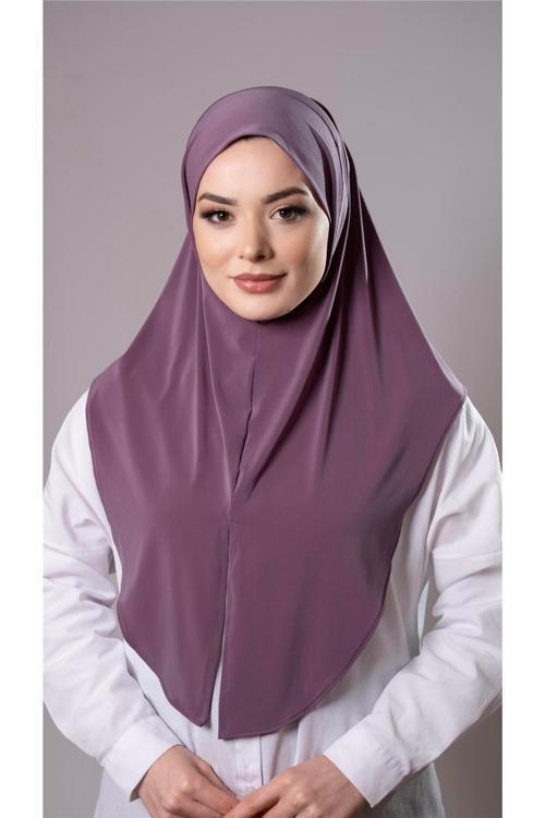 Violet Pratik Hazır Geçmeli Tesettür Eşarp Sandy Kumaş Yırtmaçlı Düz Hijab 2310_21