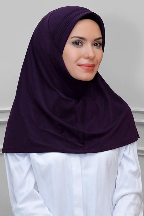 Mürdüm Pratik Hazır Geçmeli Tesettür Eşarp Sandy Kumaş Sade 1600_07