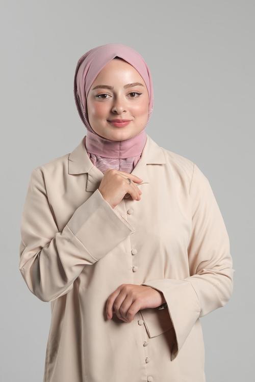 Gül Kurusu Pratik Hazır Geçmeli Tesettür Eşarp Sandy Arkadan Çıtçıtlı Piliseli Hijab 2406_18
