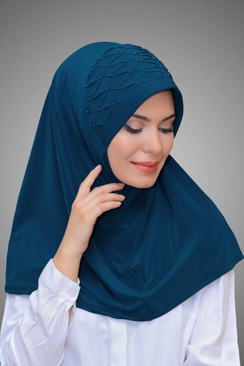 P. Mavisi Pratik Hazır Geçmeli Tesettür Eşarp Sandy Kumaş Işlemeli Incili Taşlı 1605_17