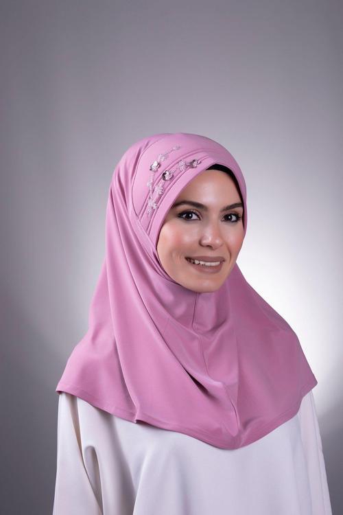 Gül Kurusu Pratik Hazır Geçmeli Tesettür Eşarp Sandy Kumaş Elişi Çiçek Işlemeli Pullu 1604_18