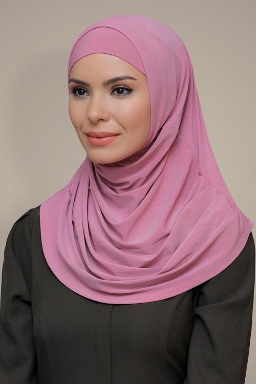 Gül Kurusu Pratik Hazır Geçmeli Tesettür Eşarp Sandy Kumaş Kendinden Boneli 1290_18