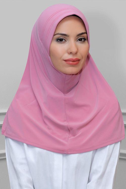 Gül Kurusu Pratik Hazır Geçmeli Tesettür Eşarp Sandy Kumaş Sade 1600_18