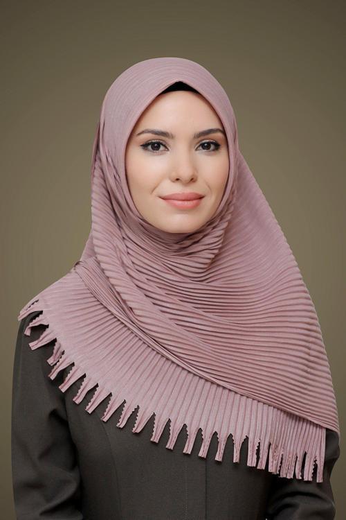 Vizon Pratik Hazır Geçmeli Tesettür Eşarp Kesik Elyaf Piliseli Saçaklı Lazer Kesim 1818_10