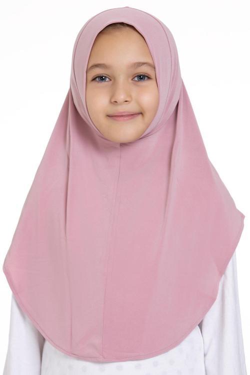 Pembe Pratik Hazır Geçmeli Genç Tesettür Bone Sandy Kumaş Düz Hijab 2312_04