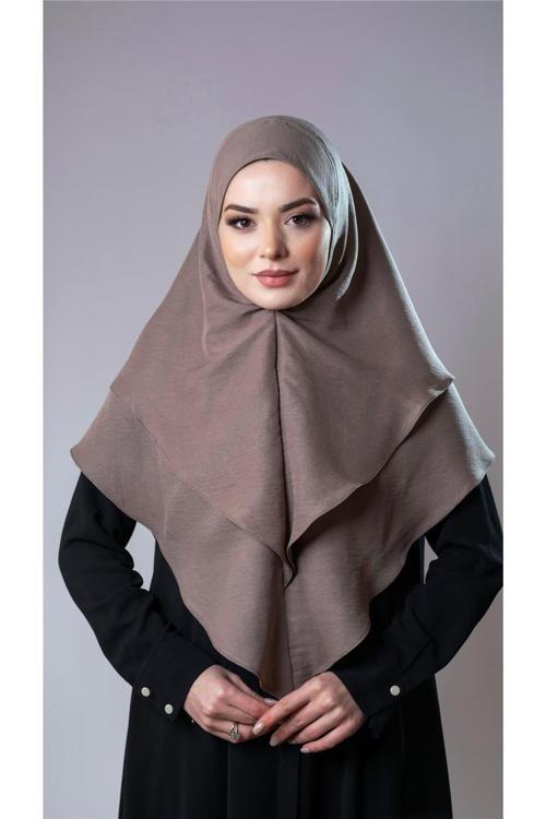 Vizon Pratik Hazır Geçmeli Tesettür Eşarp Pamuk Caz Kumaş Çift Katlı Düz Hijab 2303_10
